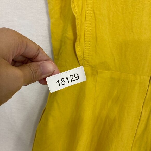 Ann Taylor Yellow V Neck Ruffle Sleeve Linen Lyocell Flare Dress size 2 Preppy - Picture 12 of 12